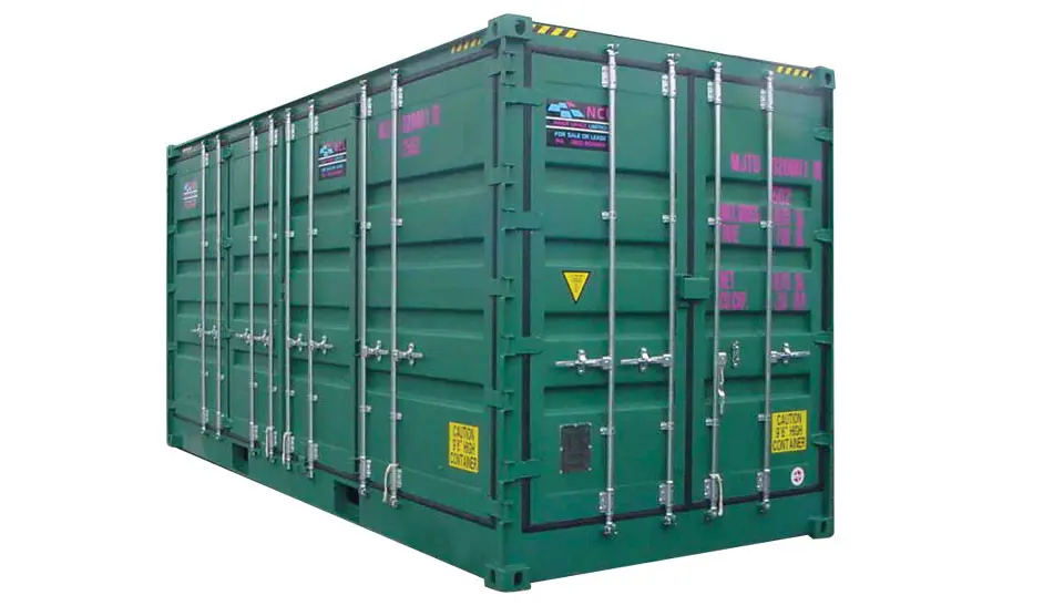 6.1m (20ft) high-cube shipping container with full side opening doors