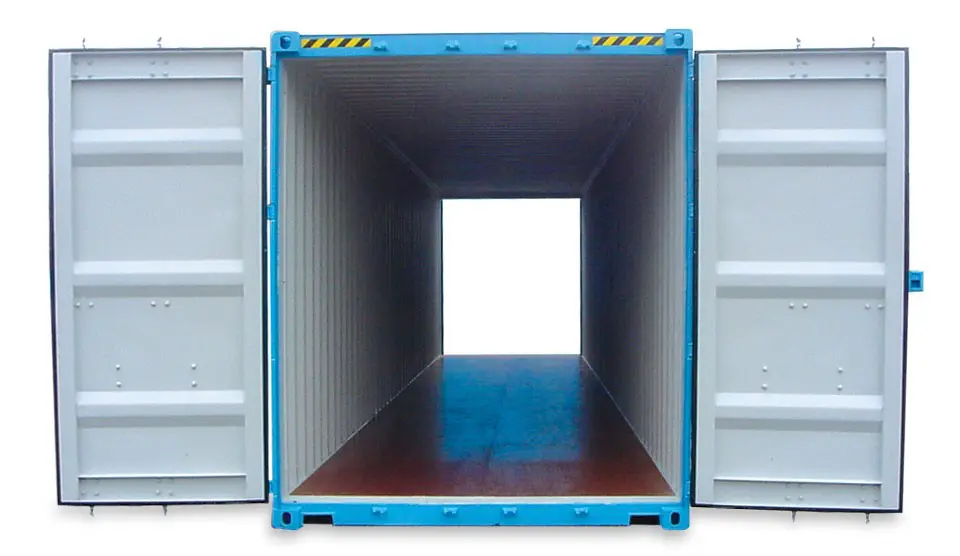 12.2m (40ft) high-cube container with doors both ends for hire