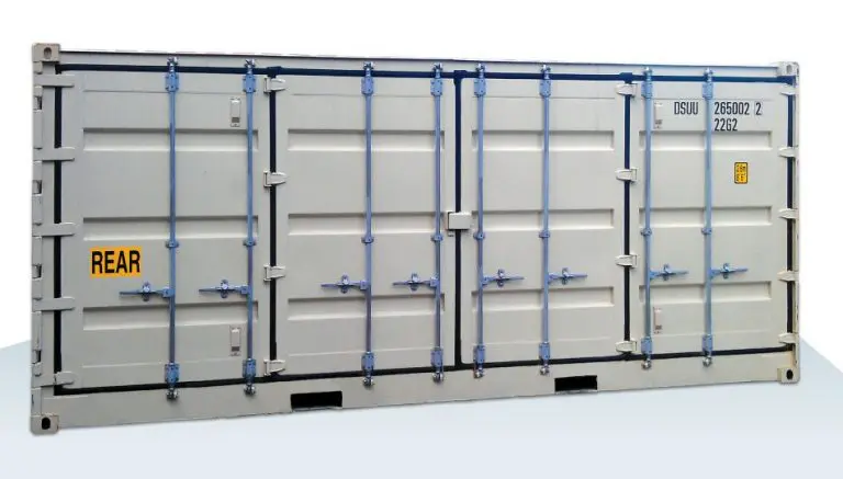 shipping container with full side opening doors